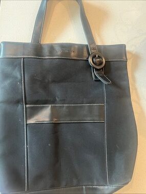Givenchy Black Canvas Tote with Leather Accents and Buckle